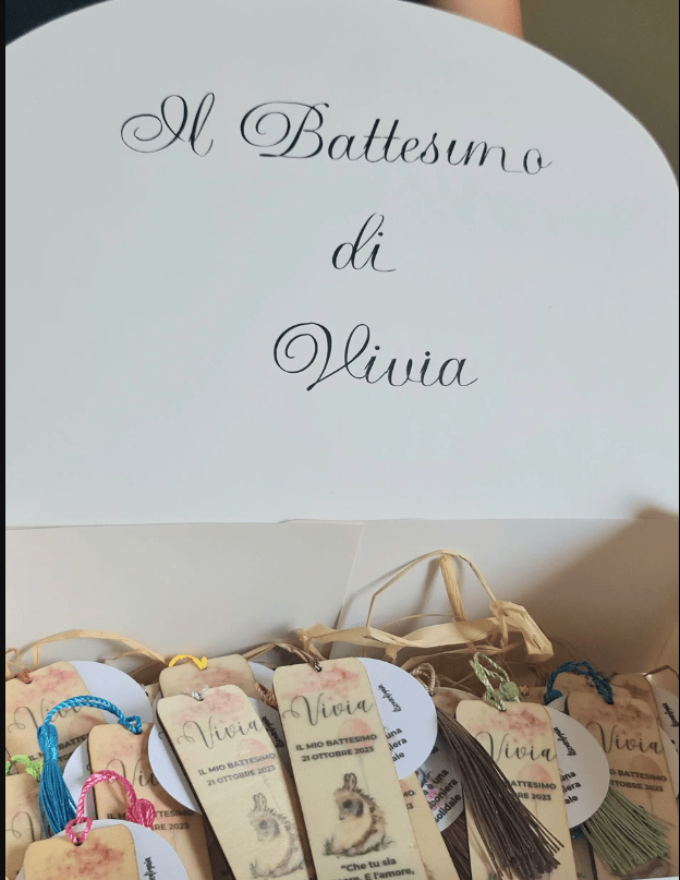 Segnalibro Battesimo in Legno - Grafica Naturale