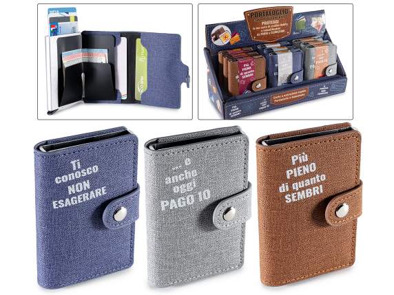 Portafoglio compatto in similpelle con protezione RFID