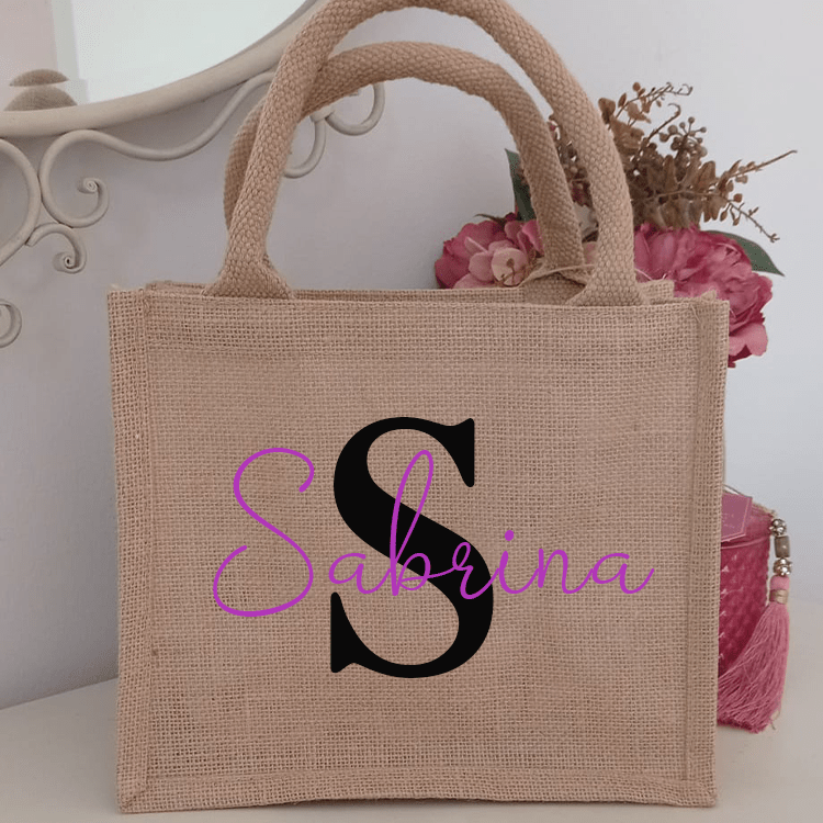 Borsa in Juta - Wedding Bag - Damigella - Grafica NaturaleWedding Bag