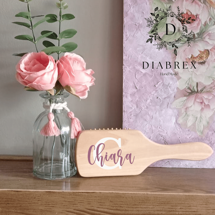 Grande Spazzola in Legno Personalizzata - Grafica NaturaleBomboniera