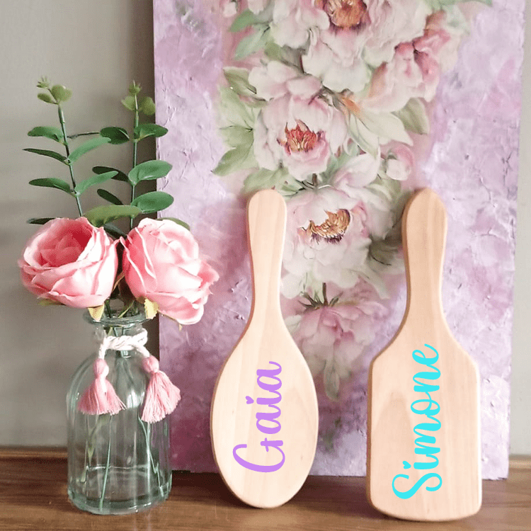 Grande Spazzola in Legno Personalizzata - Grafica NaturaleBomboniera