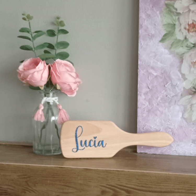 Grande Spazzola in Legno Personalizzata - Grafica NaturaleBomboniera