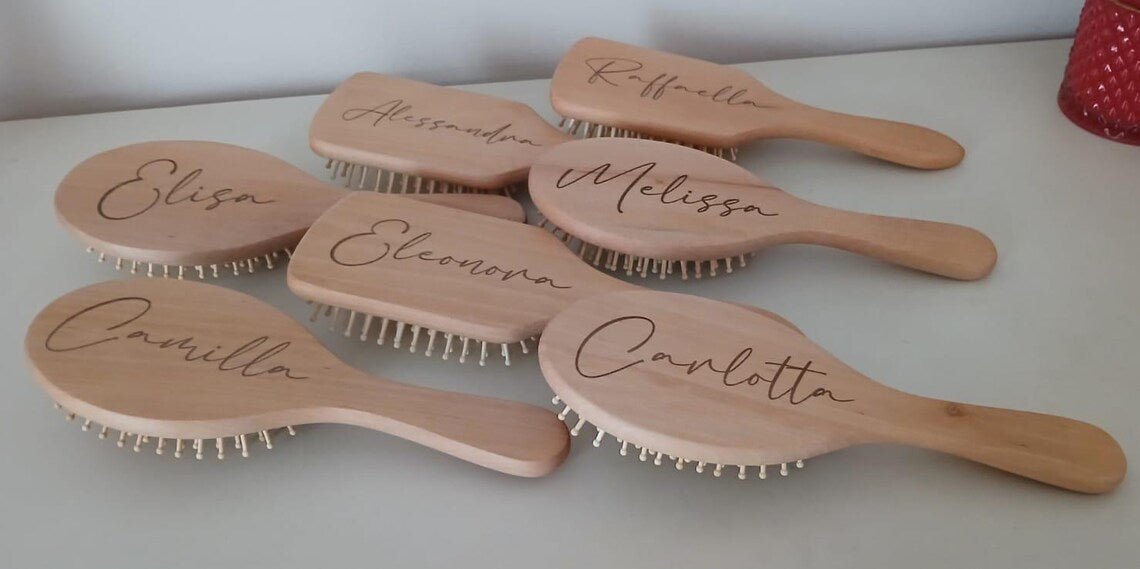 Spazzola in Legno Personalizzata incisa a Laser - Grafica NaturaleBomboniera