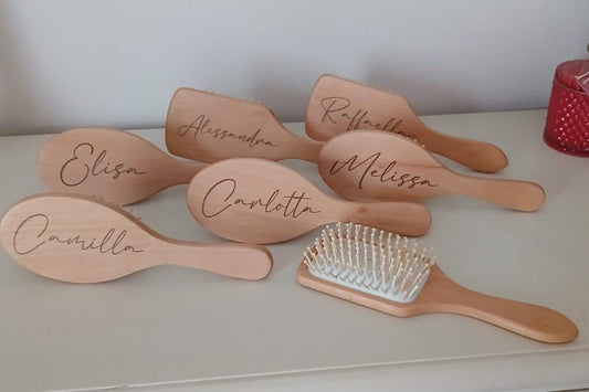 Spazzola in Legno Personalizzata incisa a Laser - Grafica NaturaleBomboniera