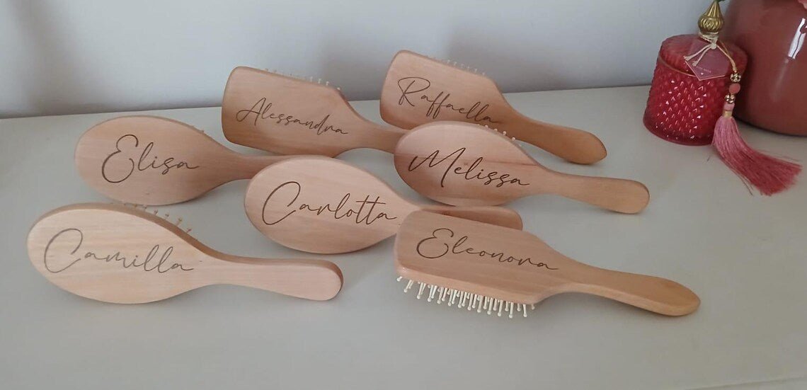 Spazzola in Legno Personalizzata incisa a Laser - Grafica NaturaleBomboniera