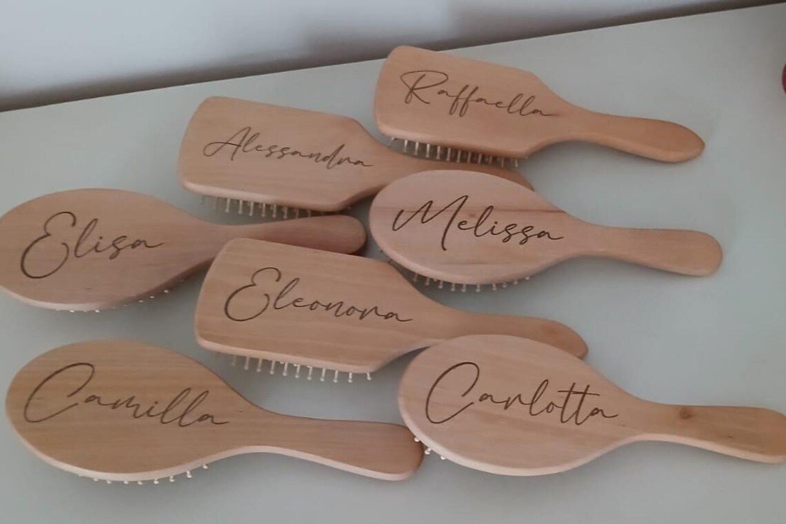Spazzola in Legno Personalizzata incisa a Laser - Grafica NaturaleBomboniera
