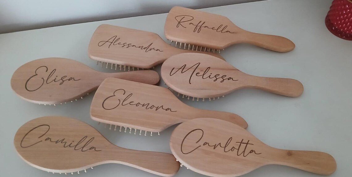 Spazzola in Legno Personalizzata incisa a Laser - Grafica NaturaleBomboniera