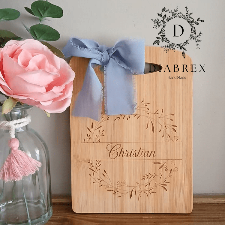 Tagliere Segnaposto in Bambù con Incisione Laser Personalizzata - Grafica NaturaleBomboniera