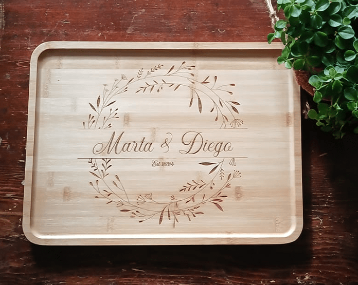 Vassoio in Bambù con Incisione Laser Personalizzata - Grafica NaturaleBomboniera