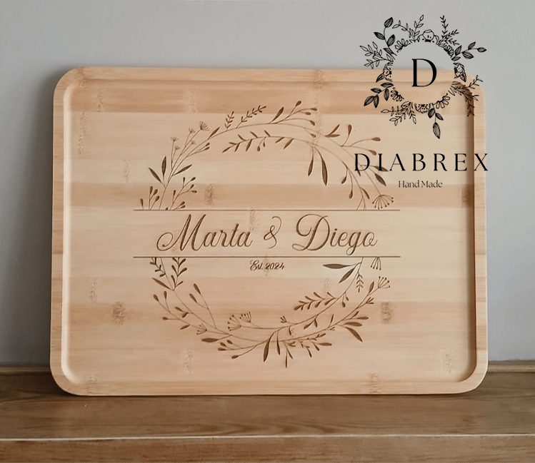 Vassoio in Bambù con Incisione Laser Personalizzata - Grafica NaturaleBomboniera