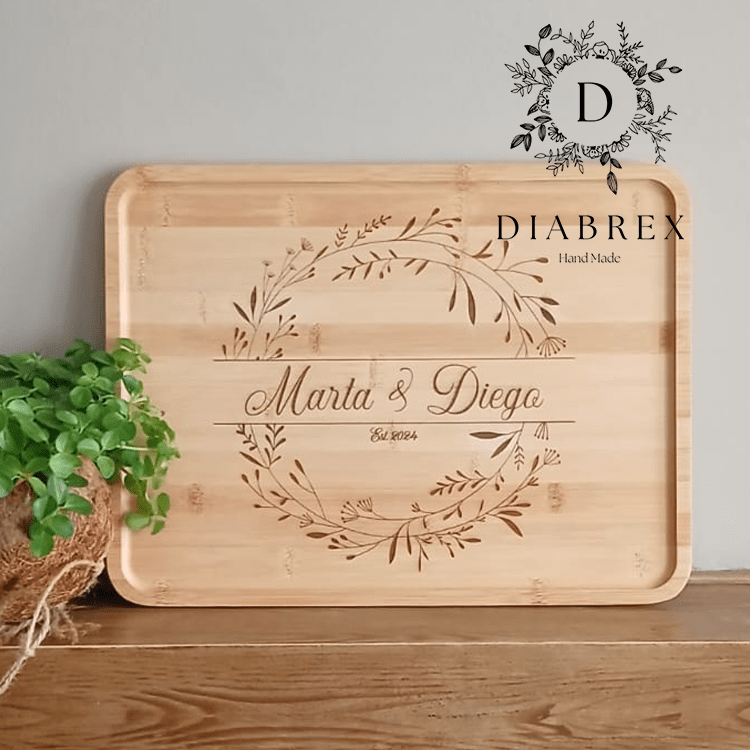 Vassoio in Bambù con Incisione Laser Personalizzata - Grafica NaturaleBomboniera