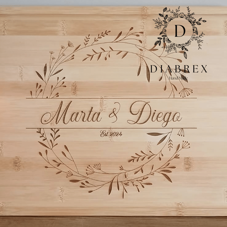 Vassoio in Bambù con Incisione Laser Personalizzata - Grafica NaturaleBomboniera